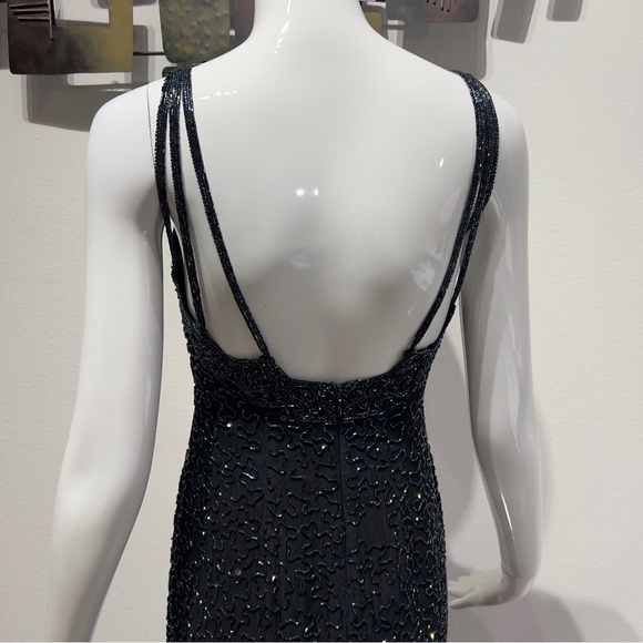 Vintage 80s-90s Andretta Donatello 100% Silk Fully Beaded Black Gown Dress Small - Picture 7 of 16